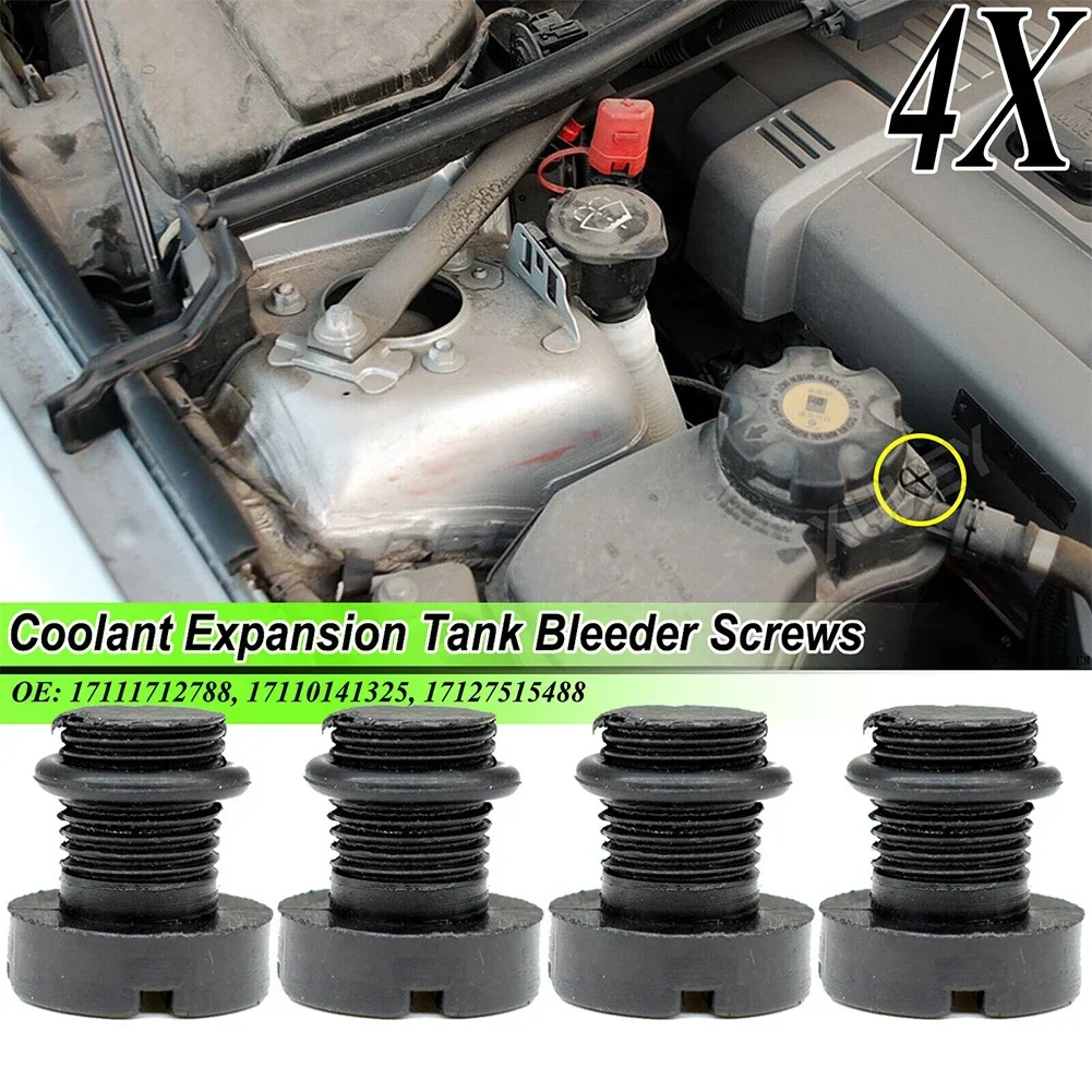 

4PCS Car Radiator Overflow Coolant Expansion Tank Bleed Screw For BMW 1 3 5 7 Series X3 17111712788 Replacement Cooling Systems