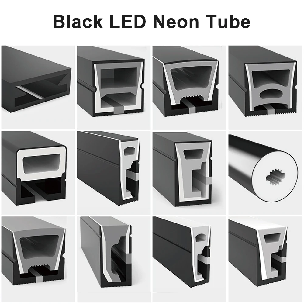 Black Led Neon Silica Gel Tube Diffuser Soft Rope Tube IP67 Waterproof For WS2812B SK6812 WS2811 5050 RGB Flexible Strip Light