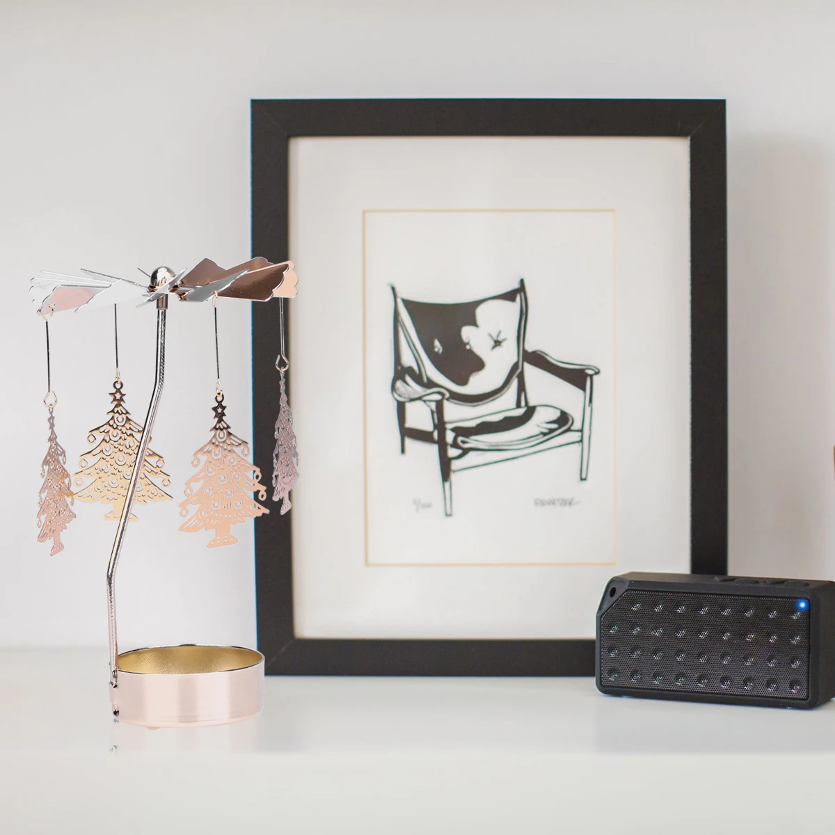 

Shaped Rotating Candlestick Windmill Holder Revolving Decor for Dining Desk Living Room Wedding Party Home