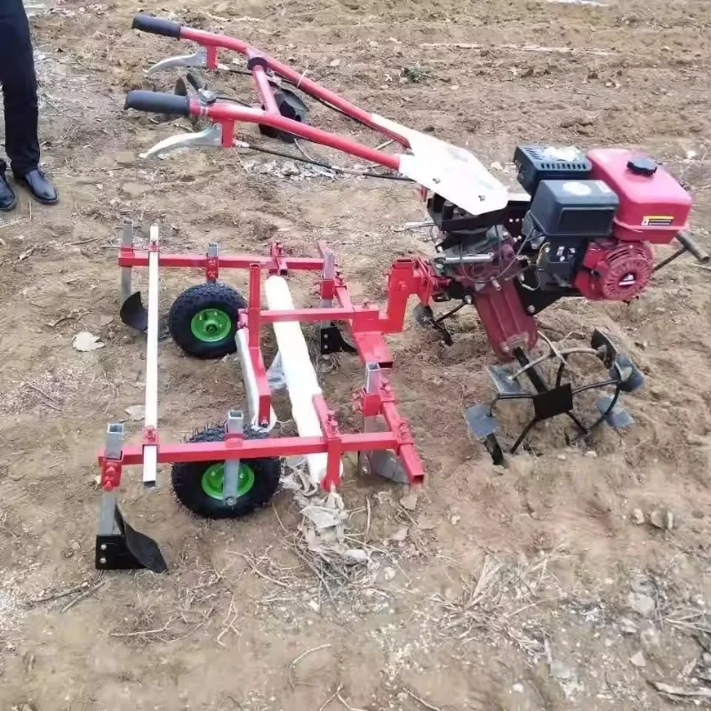 Walk-behind four-wheel tractor accessories, mulching film spraying all-in-one machine, ridging plow