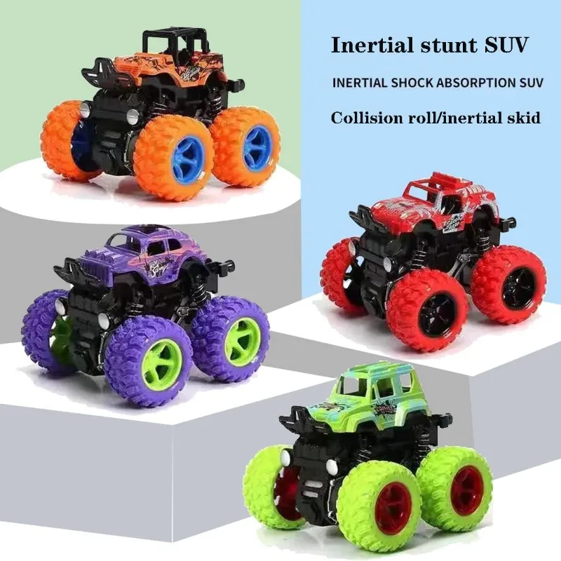 Monster Truck Push and Go Reibungsbetriebenes Autospielzeug Doppelrichtungen Trägheit Zurückziehendes Fahrzeugset Geburtstagsfeier Geschenk für Kinder