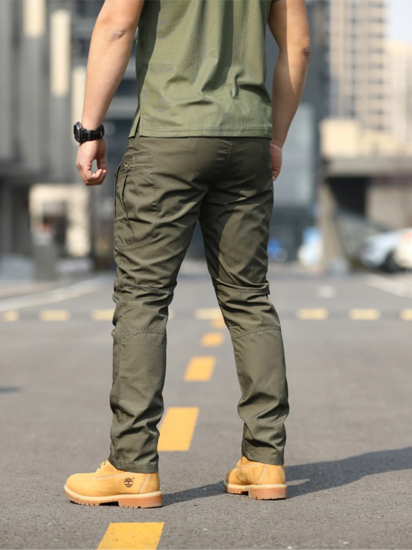 Men\'s Tactical Trousers Slim Pants Outdoor Overalls Straight Training Multiple Pockets Hiking Fishing Casual Pants Ix7 4-color