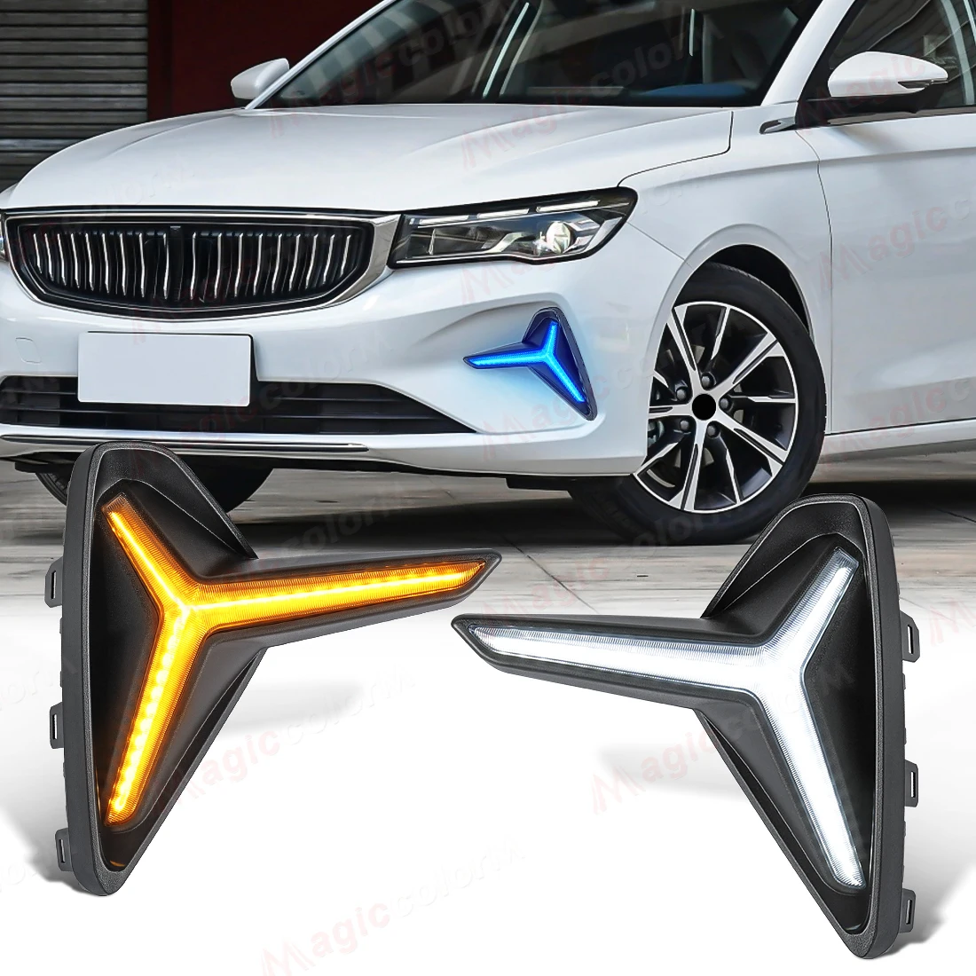 

For Geely Proton S70 Emgrand DIHAO EC7 2021 2022 2023 2024 LED DRL Daytime Running Lights Turn Signal Fog Lamp White Yellow Blue