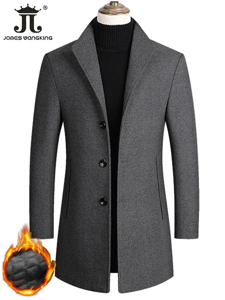 

EUR Size XS-XXL Men Long Winter Jackets Wool Blends Cashmere Trench Coats High Quality New Male Business Casual Coats