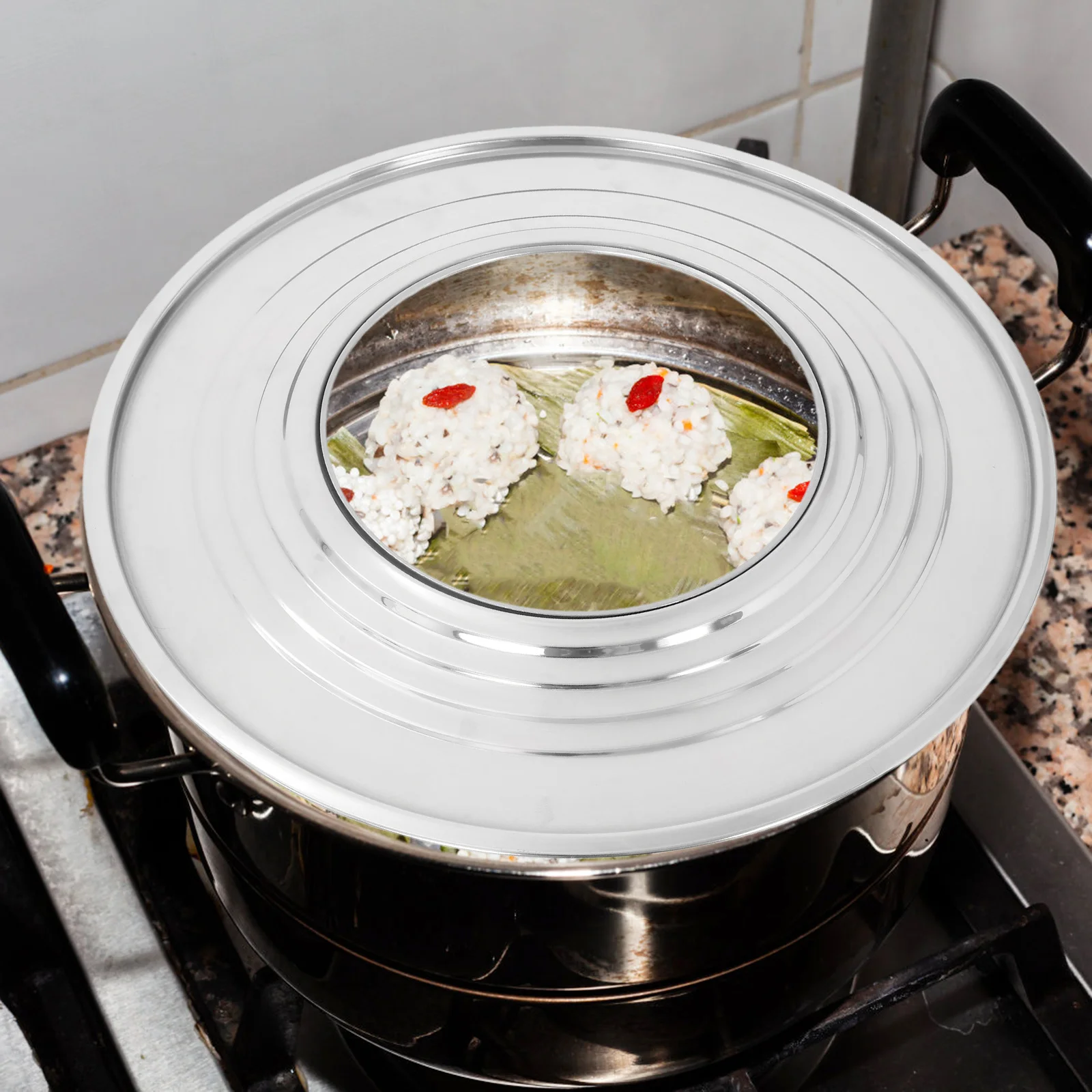 

2Pcs Stainless Steel Steamer Rack Round Steaming Tray for Dumplings Vegetables Seafood Stackable Multi-Functional Steamer Insert