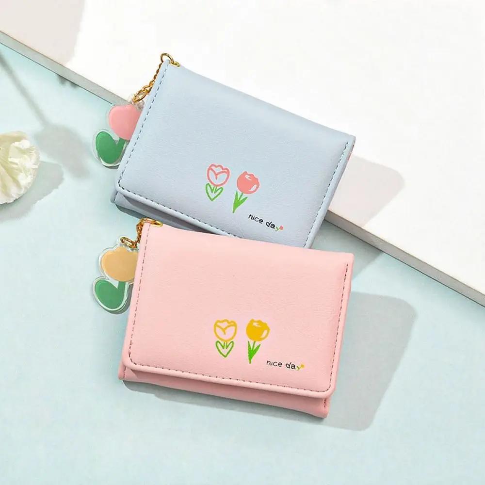 Compartment Multi Card Pockets PU Leather Clutch Bag Folded Bag Credit Card Clip Women Wallet Card Holder Short Coin Purse