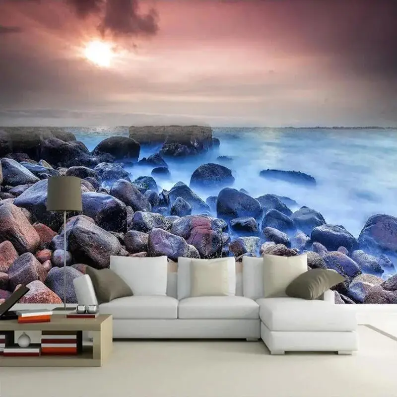 

Custom 3D Photo Beautiful Seascape Stones Large Wall Mural Wallpapers For Living Room Bedroom TV Background Papel De Parede Art