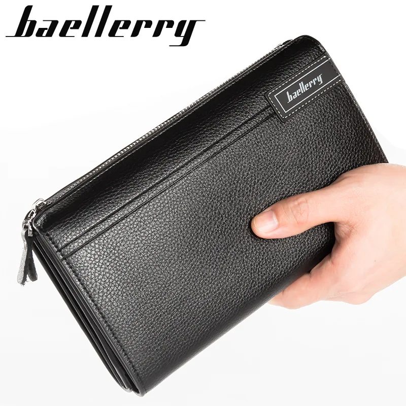 

Baellerry Large Capacity Phone Pocket New Men Wallets Handbag Brand Card Holder Zipper Male Wallets Passport Case Men's Purses