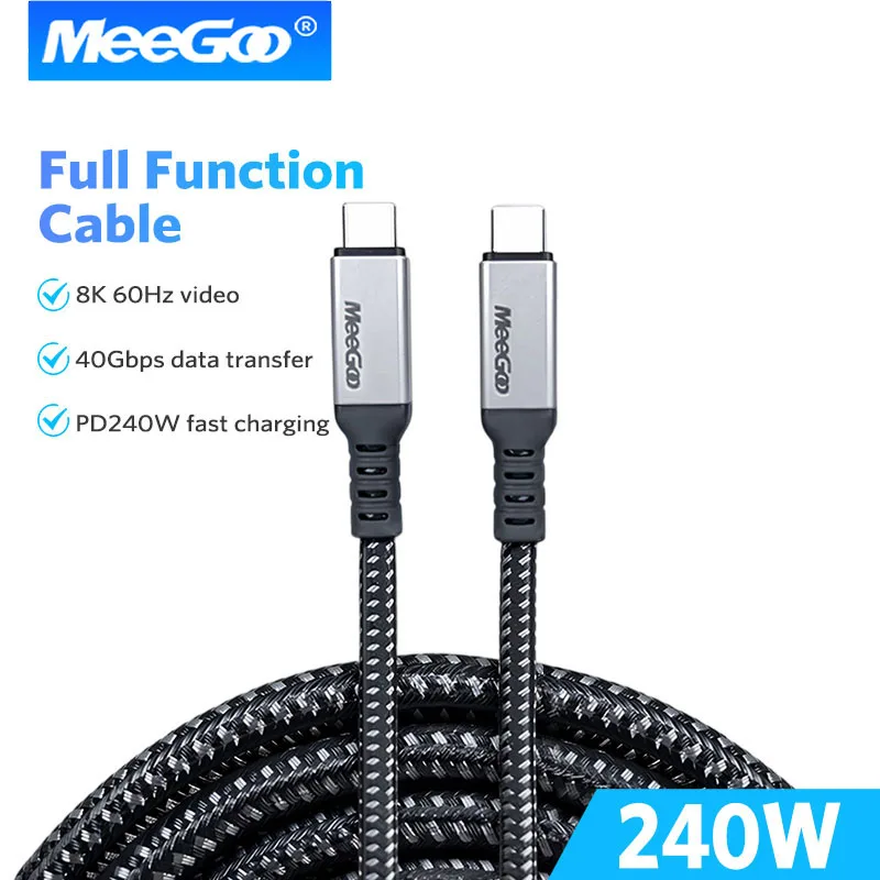 

MeeGoo 240w Fast Charging Nylon PD Type C To Type C Charging Cable USB Charge For Phone Supports video and audio transmission