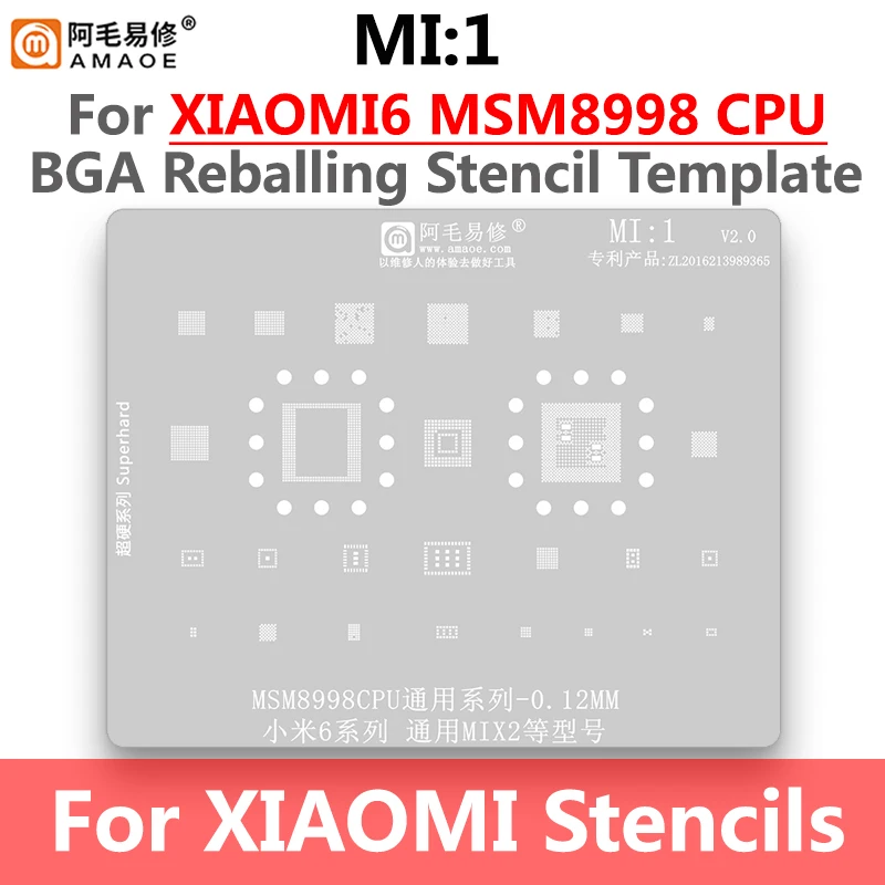 MI1 BGA Reballing Stencil For Xiaomi 6 MIX2 MSM8998 CPU RAM SMB1381 PM8998 PMI8998 WCN3990 ACPM-7800 Power WiFi Audio Emmc PA IC