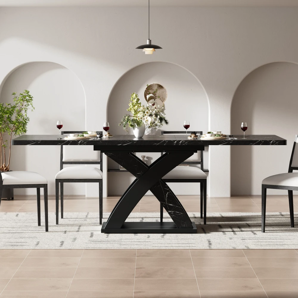 طاولة طعام قابلة للاستخراج مقاس 120-160 سم - مقاعد تصل إلى 6 أشخاص، متعددة الاستخدامات لغرفة الطعام/المطبخ/الشرفة، طاولة مطبخ متعددة المشاهد #4