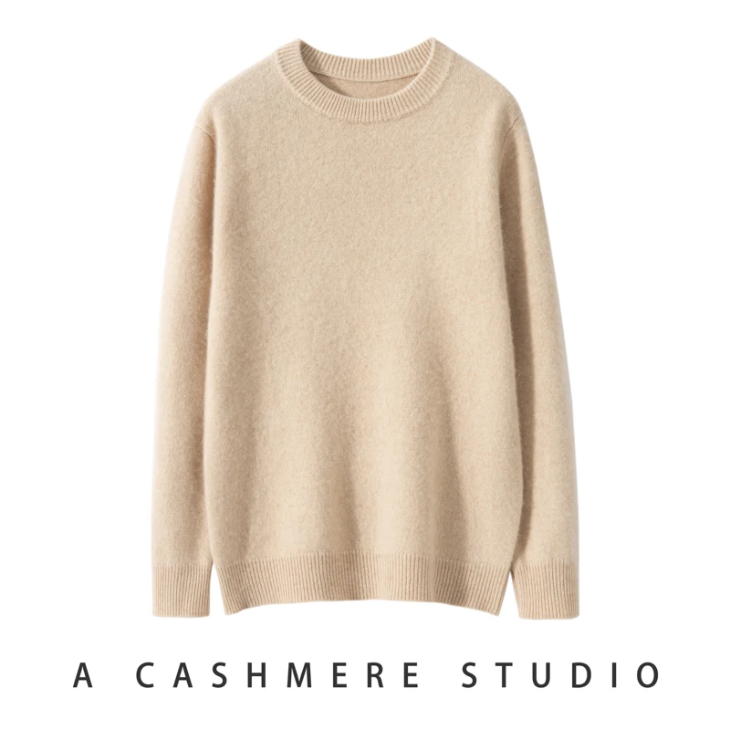 2024 New Autumn 100% Cashmere Sweaters O-Neck Knitted Pullover Winter Thickened Clothing Casual Tops High-end Men\'s Sweater