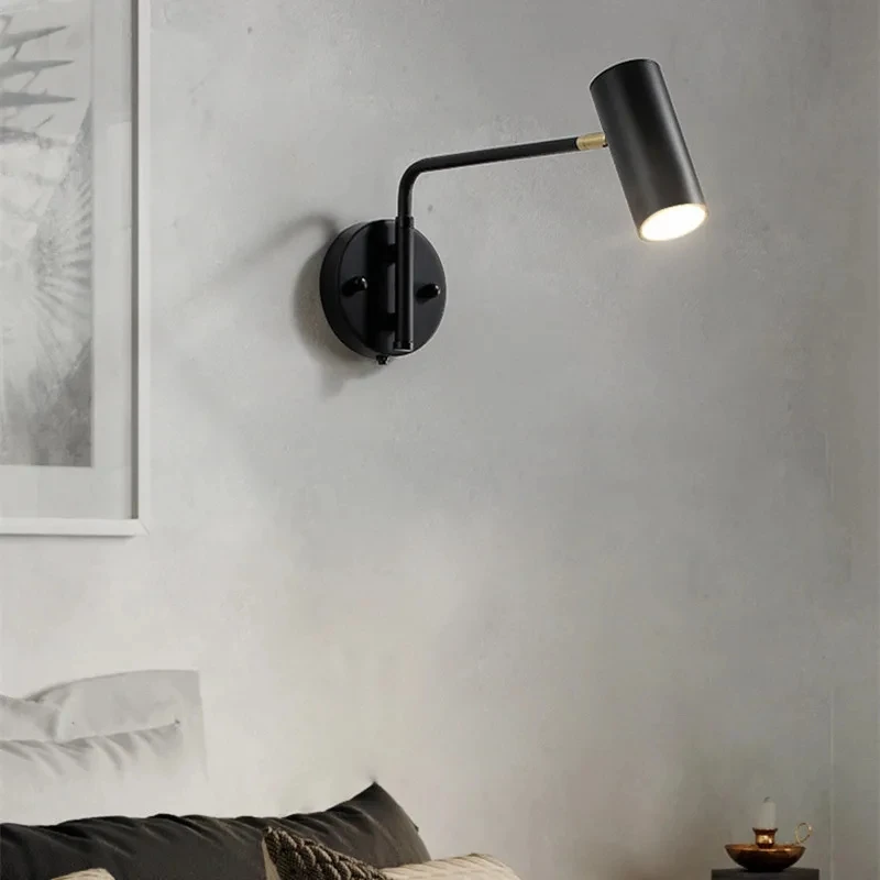 Imagem -04 - Nordic Retro Rocker Arm Wall Lamp Quarto Minimalista Luz de Parede de Leitura de Cabeceira Telescópica Dobrável Iluminação Led