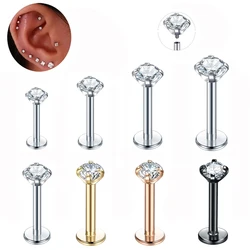 10Pcs/lot Stainless Steel Zircon Cartilage Ear Tragus Piercing Internal Thread Earring for Women Labret Piercing Lip Ring 16G