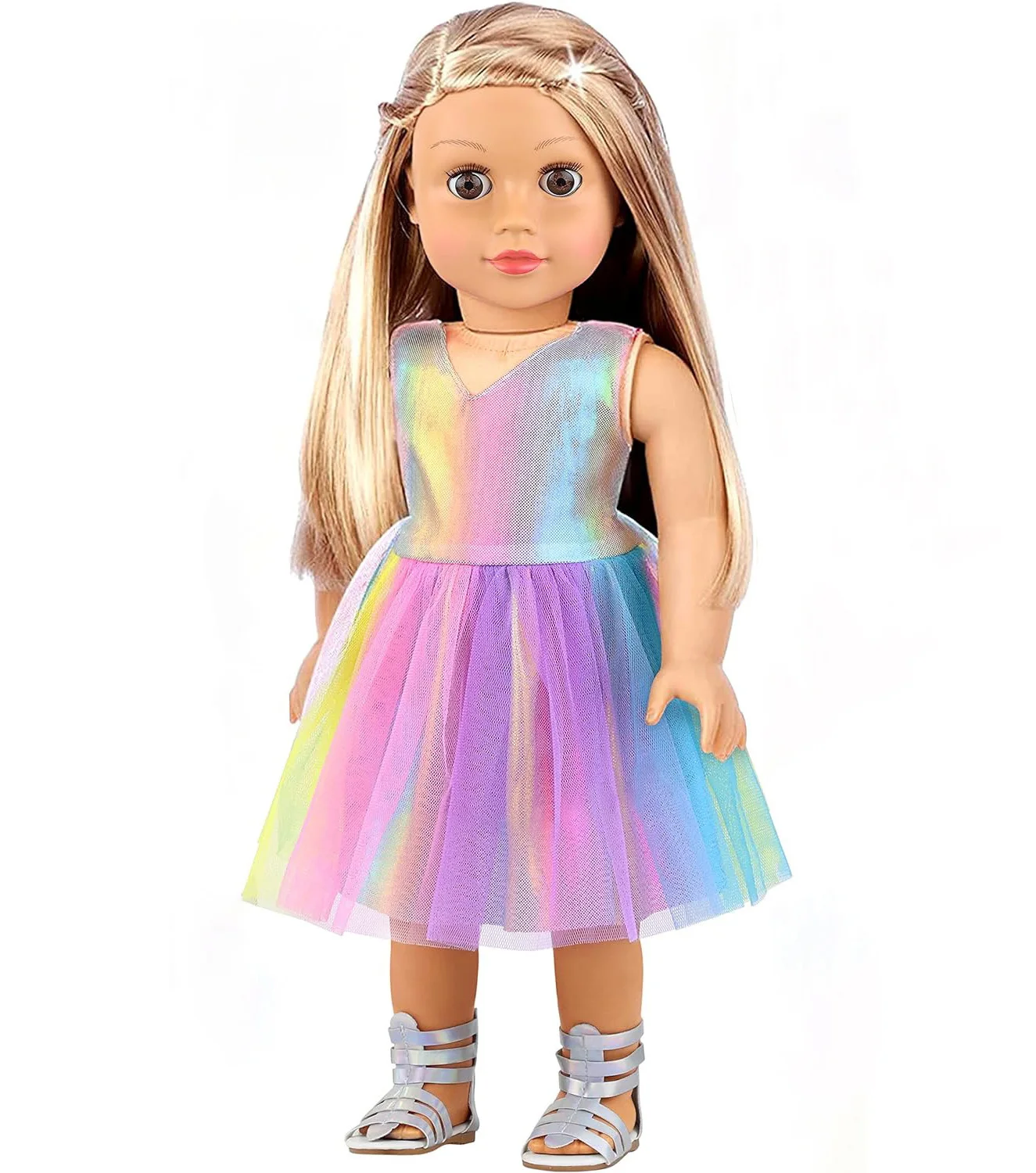 Vestido de tule arco-íris 43 cm bebê reborn bonecas saia boneca americana 18 Polegada vestidos de menina urnas e geração bonecas acessórios