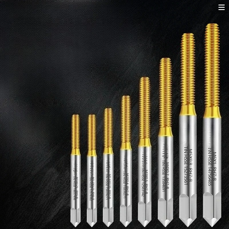 1SET M1-M6 Bearing Steel Taper Forming /Roll Tap Set Kit Screw Thread Tap Drill 8PCS：M1 M1.2 M1.6 M2 M3 M4 M5 M6