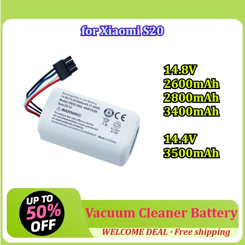 for Xiaomi S20 14.4V 14.8V 2600mAh-3500mAh Robot Vacuum Cleaner Battery Lithium Battery