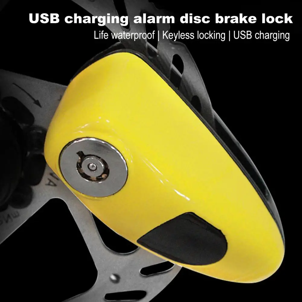 

Type-C Charging Disc Lock High Decibel Alarm Waterproof Press Lock-in Anti-Theft Alloy Impact Resistant Brake Lock