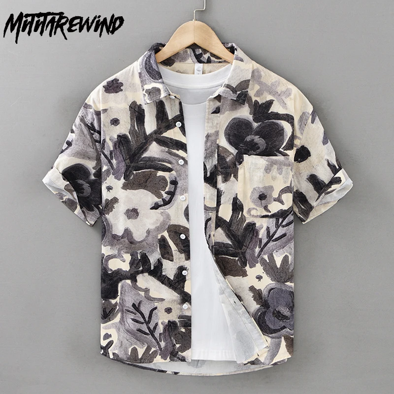2026 New Summer Tops for Men Traveling Printed Top Japanese Fashion Mens Short Sleeve Shirts Pocket Youth Casual Designer Shirts