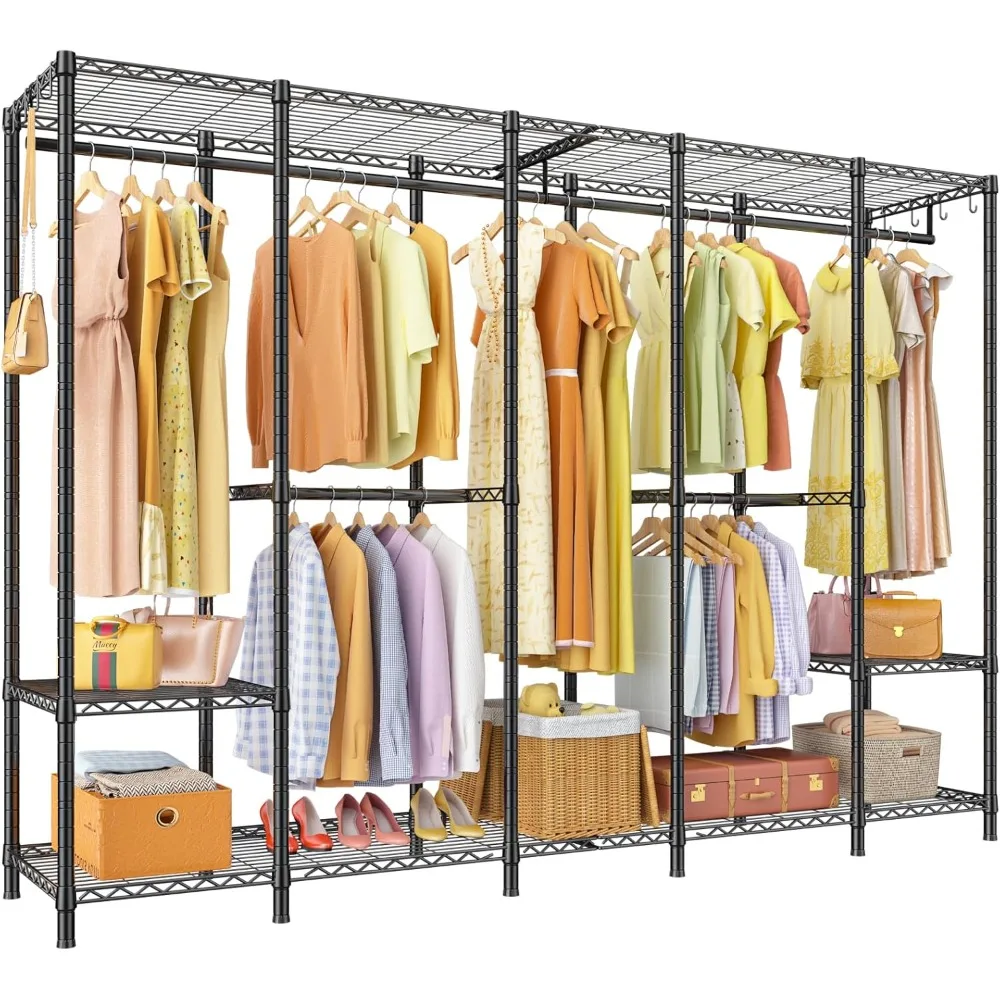 

H50 Extra Large Clothes Rack, Heavy Duty Garment Rack, Freestanding Portable Closet, Clothing Racks for Hanging Clothes, Wa
