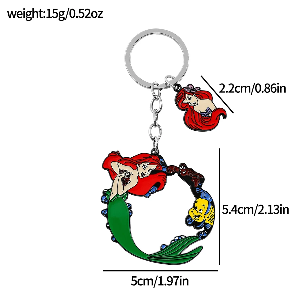 Disney The Little Mermaid keychain Anime Cartoon Ariel Princess keychain Girls Backpack Pendant Jewelry Accessories Gifts