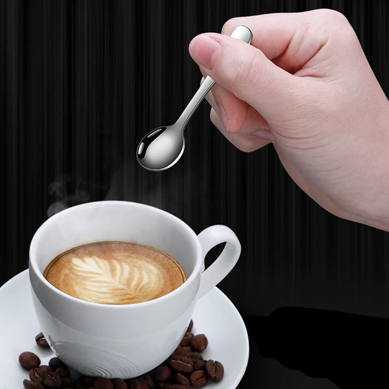 304 Stainless Steel Flavoring Spoon Salt Spoon Coffee Stirring Spoon Cute Dessert Spoon Mini Ice Cream Spoon