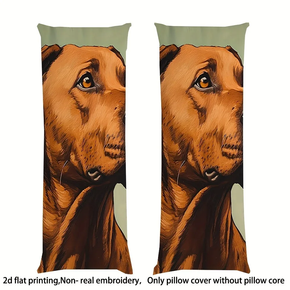 A Vintage Brown Dog Portrait Long Pillowcase - 20*54 Inches / 50×137 Cm - Double-Sided Printed Design, Made of 100% Polyester Fa