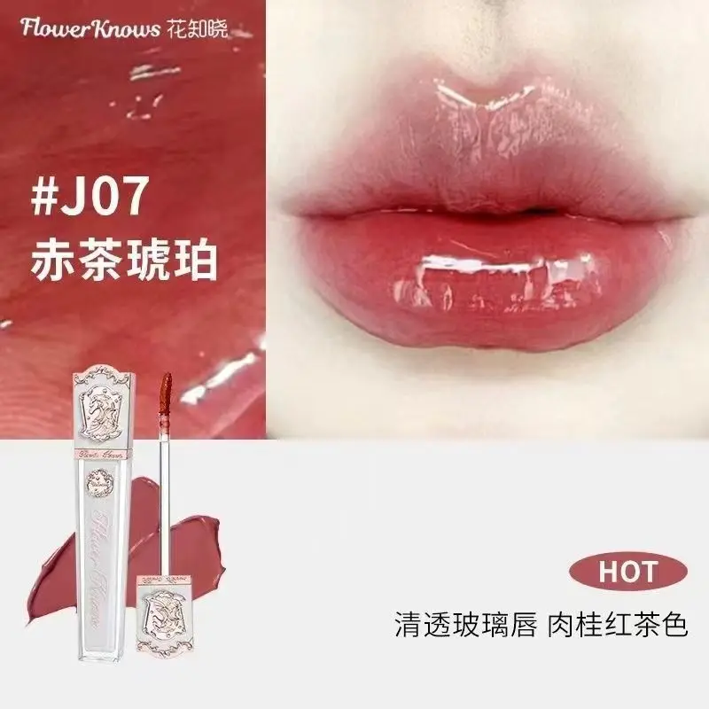 Flower Knows Unicorn Series Crystal Lip Glaze Long Lasting Moisturizing Liquid ลิปสติก Mirror Jelly Gloss Lip Balm Lip Makeup