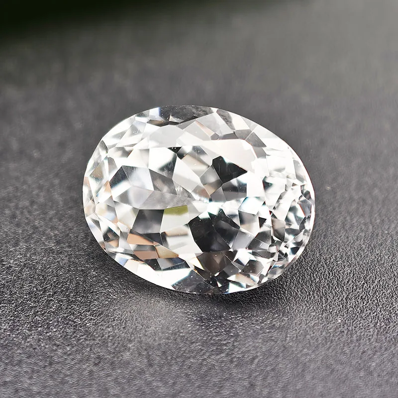Super White Synthetic Sapphire Gemstone Oval Cut with No Visible Inclusions Created White Corundum Stones for Jewelry Making