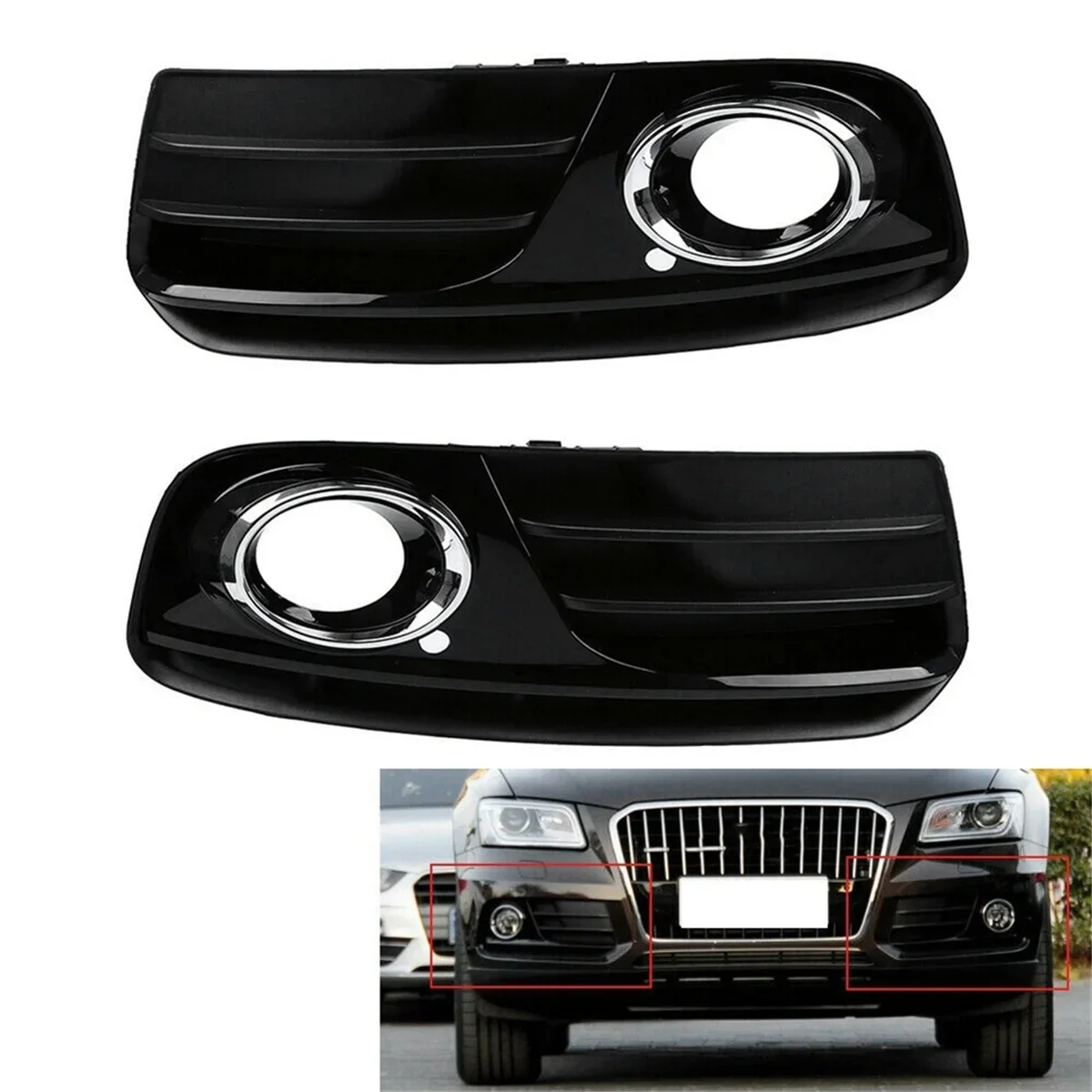 for 2013-2016 Audi Q5 front bumper fog frame grille honeycomb modified style (with bright strips) lower grille OE:8R0807681M