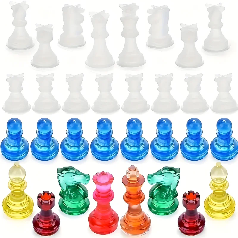 11Chessboard16Resin 실리콘 몰드 세트, 3DChess 수지 실리콘 몰드, 크리스탈 에폭시 수지 주조 체스 몰드, epo 제작에 적합 썸네일 2