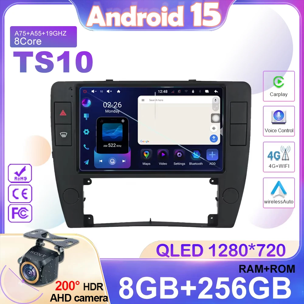 

Android 15 для Volkswagen Passat B5 2000-2005 Автомобильный радиоприемник Мультимедийный видеоплеер Навигация GPS