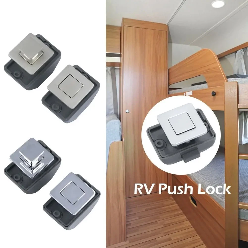 2pcs Nickel Chrome Metal Push Lock Catch 30mm Hole Diameter Keyless Cabinet Latch For RV Camper Van Boat Yacht Drawer Door