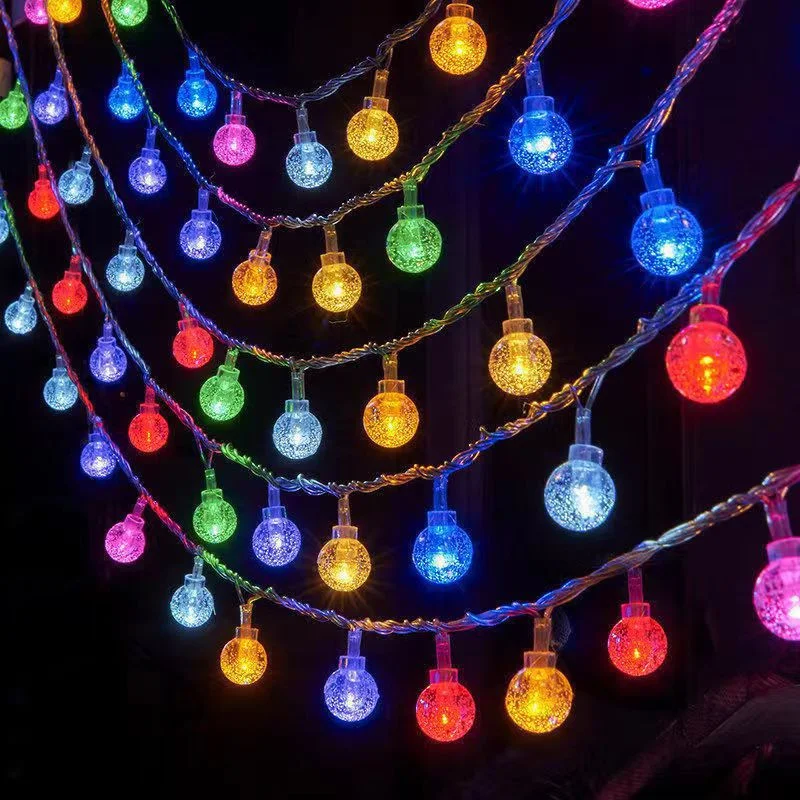 Bubble Ball LED String Lights Golden Glow for Wedding Holiday Christmas Room Party Decoration Fairy Lights AA Battery Operated