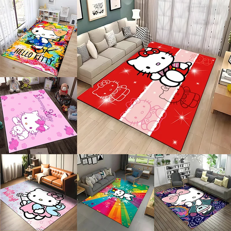 MINISO DISNEY Sanrio Hello Kitty Area Rug Carpet Home Living Room Bedroom Sofa Doormat Kitchen Non-slip Floor Mat Tapetes Decor