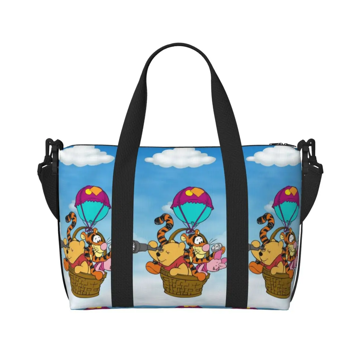 

Custom Winnie Pooh Adorable Tote Bag Women Large Capacity Yellow Bear Gym Beach Travel Bags