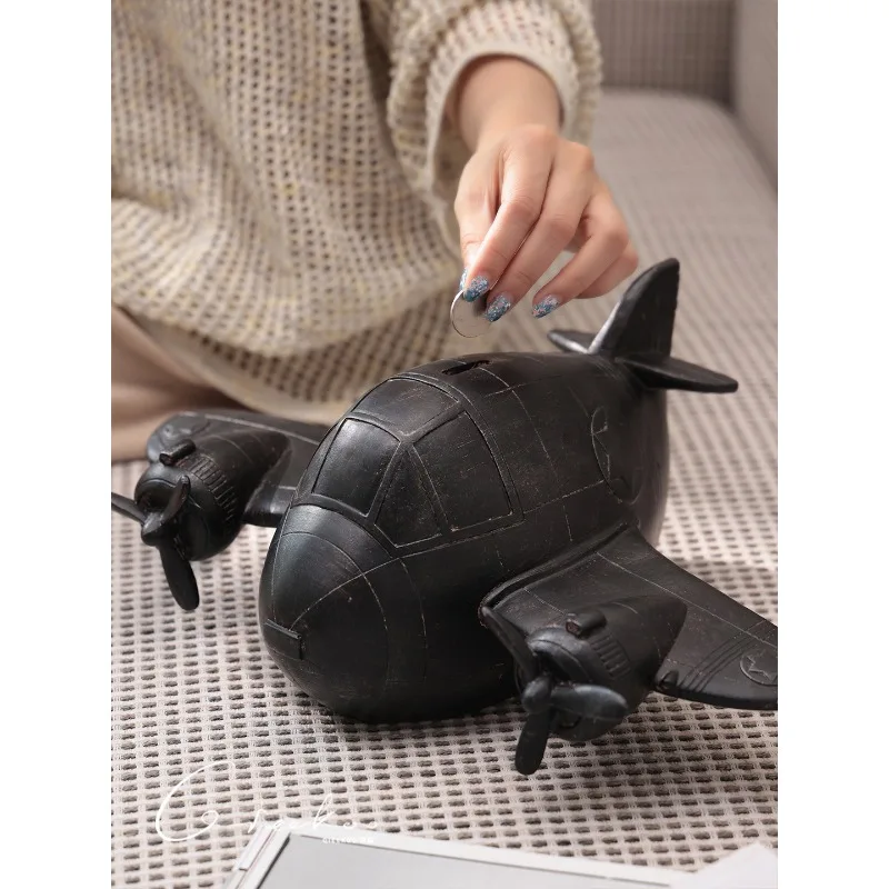 المنزل الرجعية النمط الصناعي ماتي الأسود أصبع البنك الأسود طائرة غرفة المعيشة سطح المكتب فن الديكور الحلي