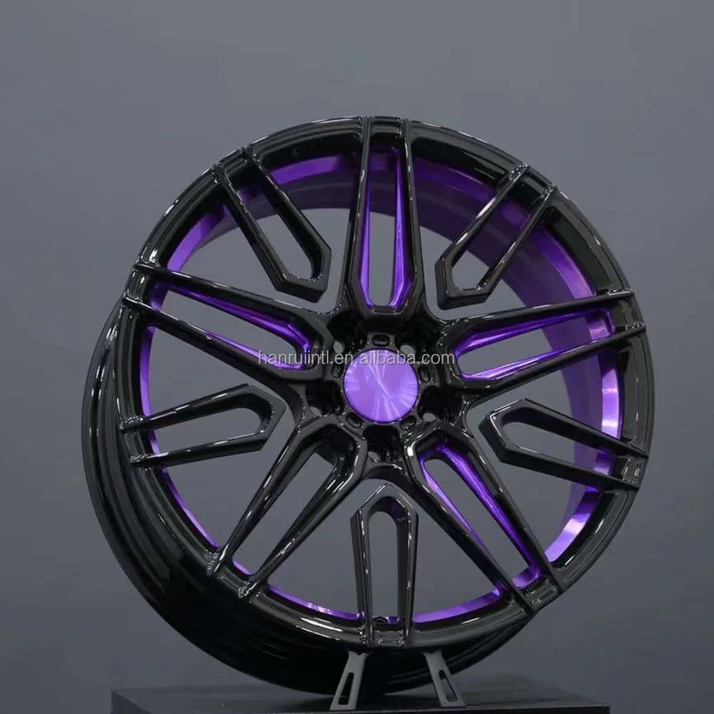 popular purple monoblock forged wheels 5X112 5X114.3 5X120 for bmw benz audi tesla c8