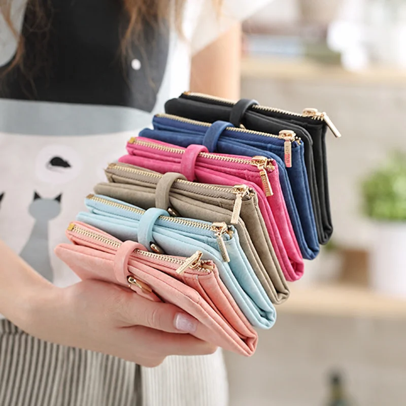 Fashion Women Short Purses 2023 Vintage PU Leather Lady Snap Fastener Short Clutch Wallet Small Matte Women Wallet Female Purse