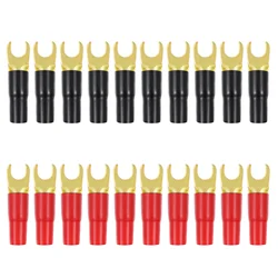 Copper Gold Plated 8GA Spade Terminal Spade Fork Adapter Connector Plug Crimp Barrier Speaker Wire Cable Terminal Plug