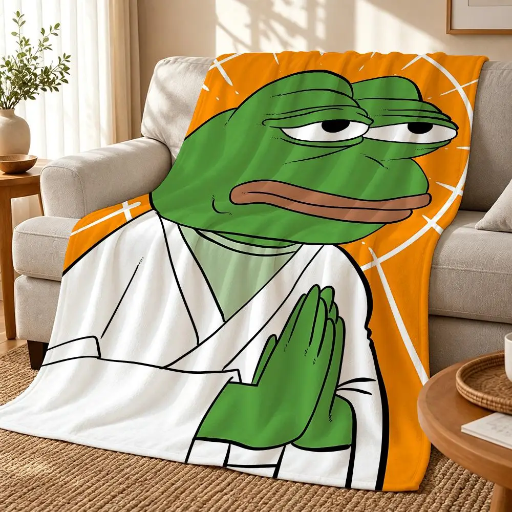 Pepe the frog Throw 240g flannel blanket, suitable for sofas, beds, offices, exquisite gift blankets