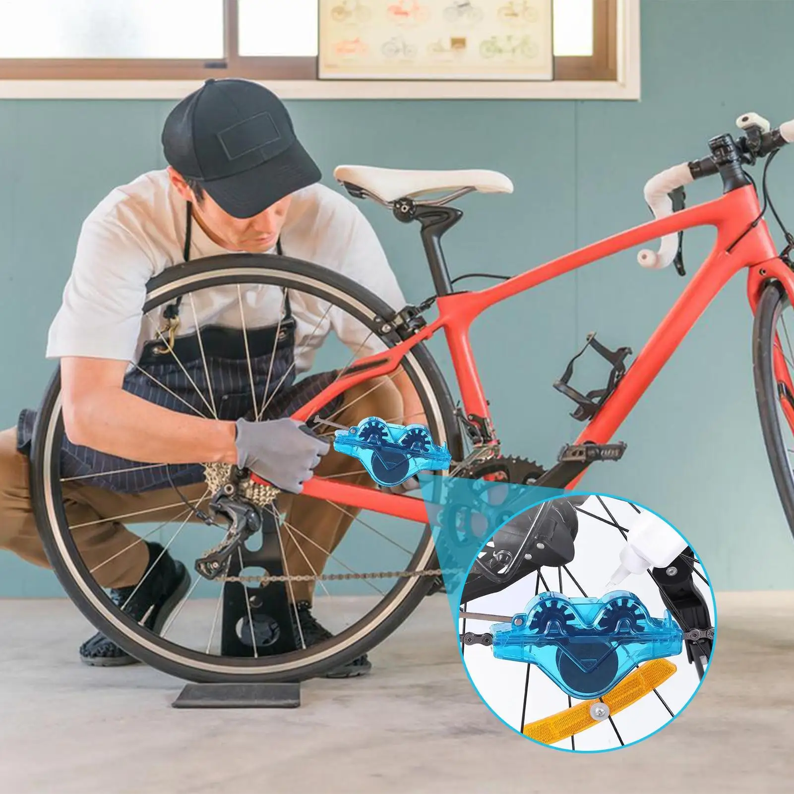 أداة فرشاة تنظيف سلسلة الدراجة مع مستلزمات تنظيف المسمار وإزالة الشحوم ملحقات الدراجة لراكبي الدراجات #4