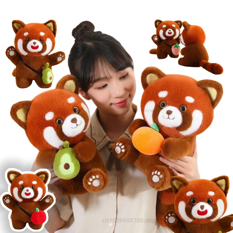 30/40cm Red Panda Simulation Standing Squat Satchel Bag Fruit  Vegetable Soft Cartoon Animals Plush Pillow Children Xmas Gifts