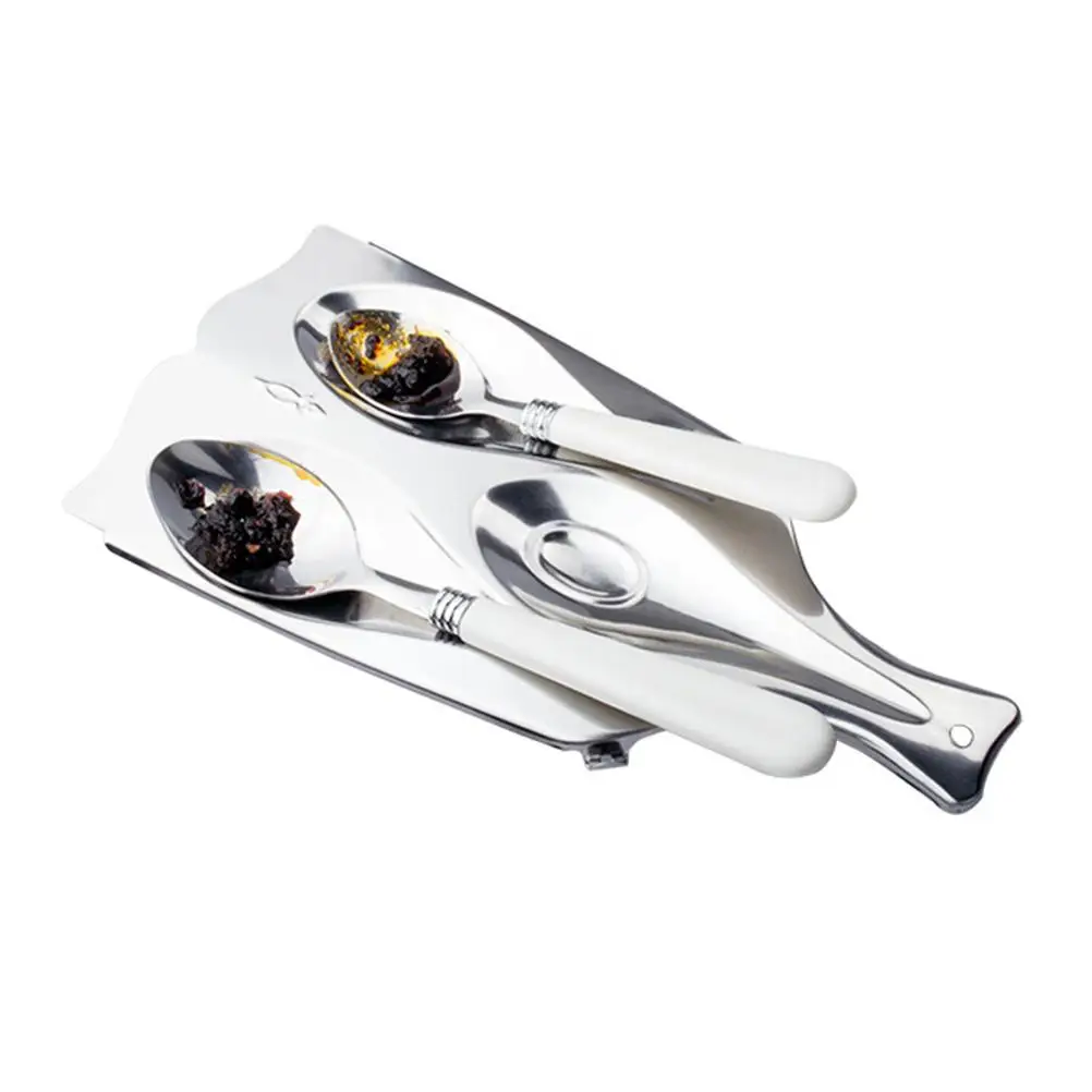 

3 Cavities Cooking Spoon Coffee Scoop Utensils Rest with Lid Holder Rests for Kitchen