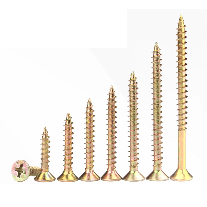 50-300pcs M3 M3.5 M4 m5 Zinc Cross Recessed Countersunk Fiberboard Chipboard Screws Coated Flat Head Self Tapping Wood Screw