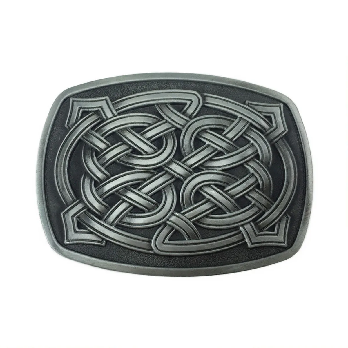 Vintage Knot Belt Buckle Antique Silver Embossed Pattern Rectangle Western Cowboy Unisex Jeans Belt Accessories Dropshipping