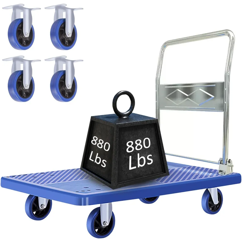 Dolly Cart with Wheels Push Cart Dolly with 360 Degree Swivel Wheels｜Folding Platform Trucks for Easy Storage