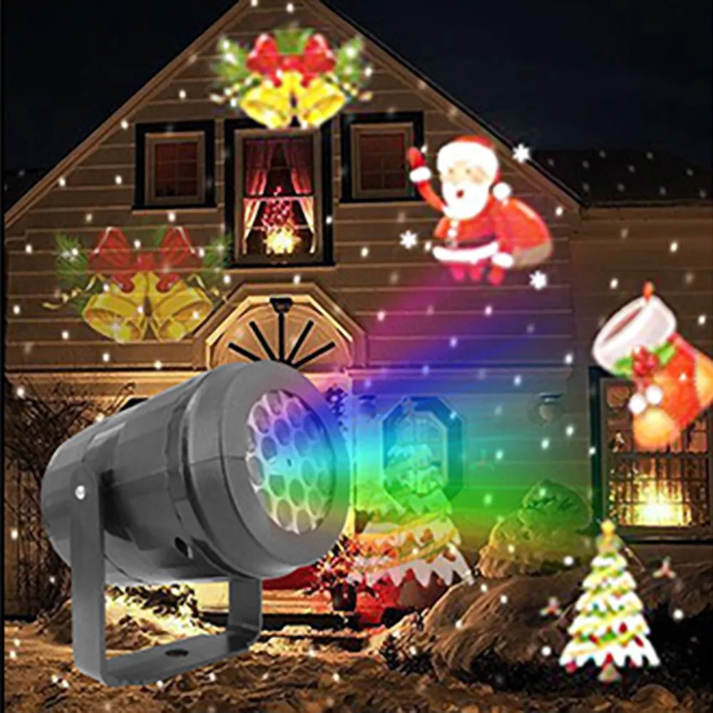 Christmas Party Lights LED Laser Snowflake Projector 4W Stage Lights Rotating Xmas Pattern Holiday Lighting Outdoor Garden Decor