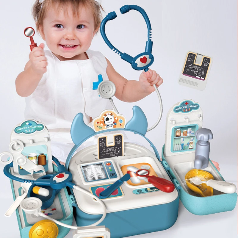 Doctor Toys For Children Set Pretend Play Kit Games Kids Tools Medical Box Bag Backpack Dentist Medicine Montessori Toy