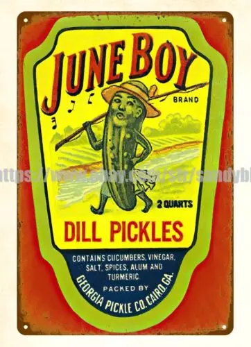 June Boy Dill Pickles food kitchen metal tin sign living room artwork decor